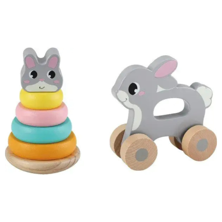 برج حلقات ولعبة دفع بعجلات - أرنب